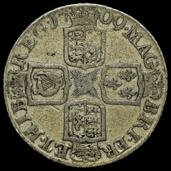 1709 Queen Anne Early Milled Silver Shilling Reverse