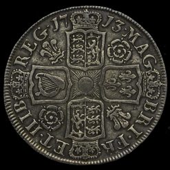 1713 Queen Anne Early Milled Silver Half Crown Reverse