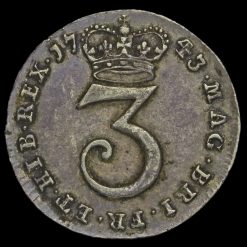 1743 George II Early Milled Silver Maundy Threepence Reverse