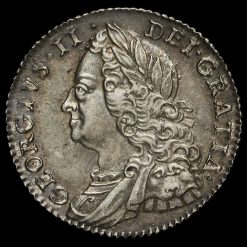 1757 George II Early Milled Silver Sixpence Obverse