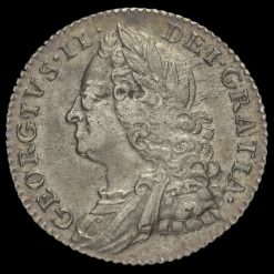 1757 George II Early Milled Silver Sixpence Obverse