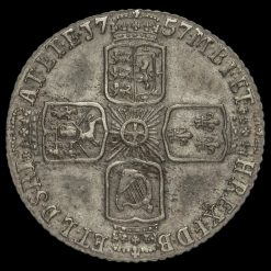 1757 George II Early Milled Silver Sixpence Reverse