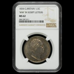1834 William IV Milled Silver Half Crown MS 62