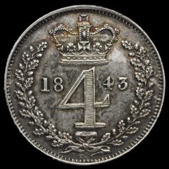 1843 Queen Victoria Young Head Silver Maundy Fourpence Reverse