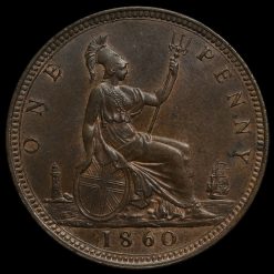 1860 Queen Victoria Bun Head Penny Reverse