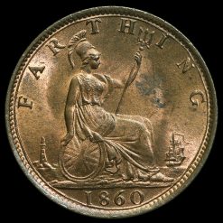 1860 Queen Victoria Bun Head Farthing Reverse