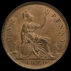 1870 Queen Victoria Bun Head Penny Obverse