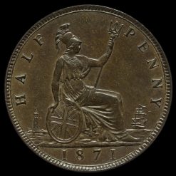 1871 Queen Victoria Bun Head Halfpenny Reverse