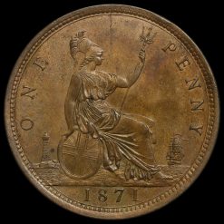 1871 Queen Victoria Bun Head Penny Reverse