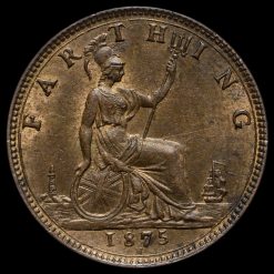 1875 H Queen Victoria Bun Head Farthing Reverse