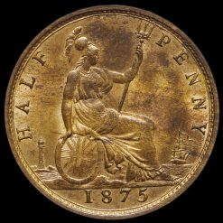 1875 Queen Victoria Bun Head Halfpenny Reverse