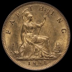 1881 H Queen Victoria Bun Head Farthing Reverse
