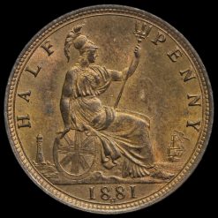 1881 H Queen Victoria Bun Head Halfpenny Reverse