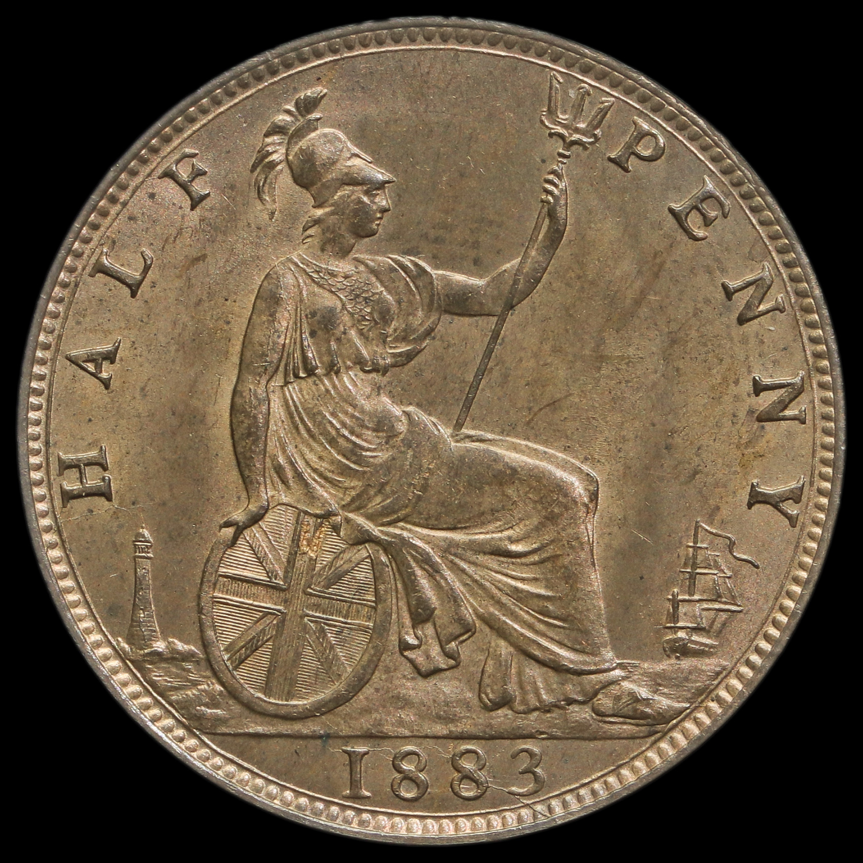1883 Queen Victoria Bun Head Halfpenny