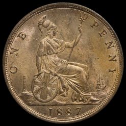 1887 Queen Victoria Bun Head Penny, Uncirculated Reverse