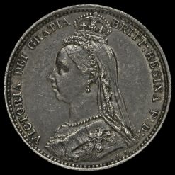 1887 Queen Victoria Wreath Sixpence Obverse