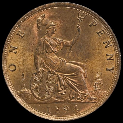 1894 Queen Victoria Bun Head Penny Reverse