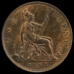 1894 Queen Victoria Bun Head Penny Reverse