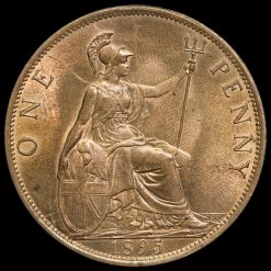 1895 Queen Victoria Veiled Head Low Tide Penny Reverse