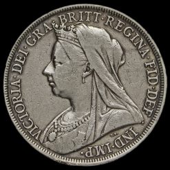 1898 Queen Victoria Veiled Head Silver LXII Crown Obverse
