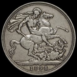 1898 Queen Victoria Veiled Head Silver LXII Crown Reverse