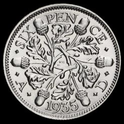 1935 George V Silver Sixpence Reverse