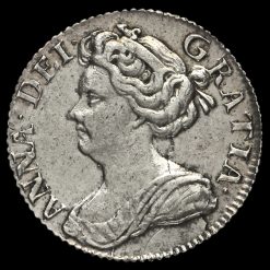 1711 Queen Anne Early Milled Silver Sixpence Obverse