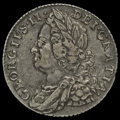1758 George II Early Milled Silver Shilling Obverse