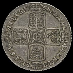 1758 George II Early Milled Silver Shilling Reverse
