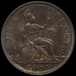 1861 Queen Victoria Bun Head Penny Reverse