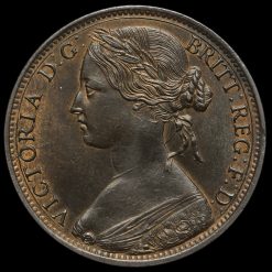 1865 Queen Victoria Bun Head Penny Obverse
