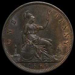 1865 Queen Victoria Bun Head Penny Reverse