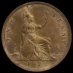 1873 Queen Victoria Bun Head Penny Reverse