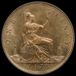 1875 Queen Victoria Bun Head Penny Reverse