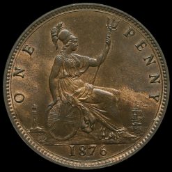 1876 H Queen Victoria Bun Head Penny Reverse