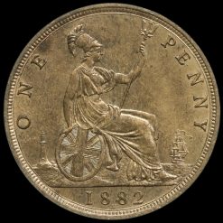 1882 H Queen Victoria Bun Head Penny Reverse