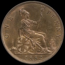 1882 H Queen Victoria Bun Head Penny Reverse
