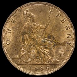 1885 Queen Victoria Bun Head Penny Reverse