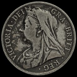 1897 Queen Victoria Veiled Head Silver Half Crown Obverse