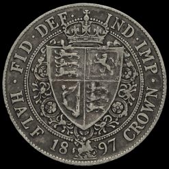 1897 Queen Victoria Veiled Head Silver Half Crown Reverse