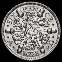 1928 George V Silver Sixpence Reverse