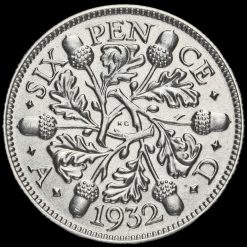 1932 George V Silver Sixpence Reverse