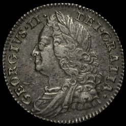 1757 George II Early Milled Silver Sixpence Obverse