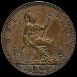 1860 Queen Victoria Bun Head Penny Reverse