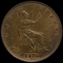 1876 H Queen Victoria Bun Head Penny Reverse