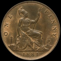 1881 H Queen Victoria Bun Head Penny Reverse