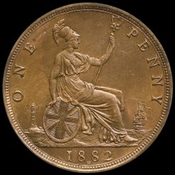 1882 H Queen Victoria Bun Head Penny Reverse