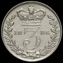 1886 Queen Victoria Young Head Silver Threepence Reverse