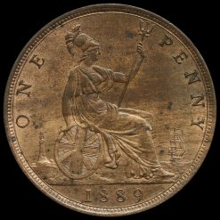 1889 Queen Victoria Bun Head Penny Reverse