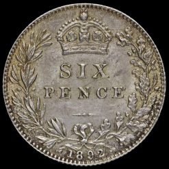 1892 Queen Victoria Jubilee Head Silver Sixpence Reverse